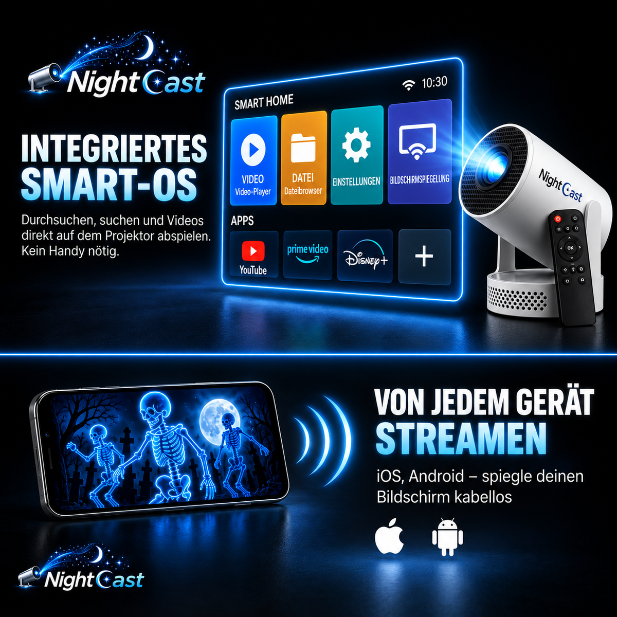 NightCast – Halloween Fenster-Projektor